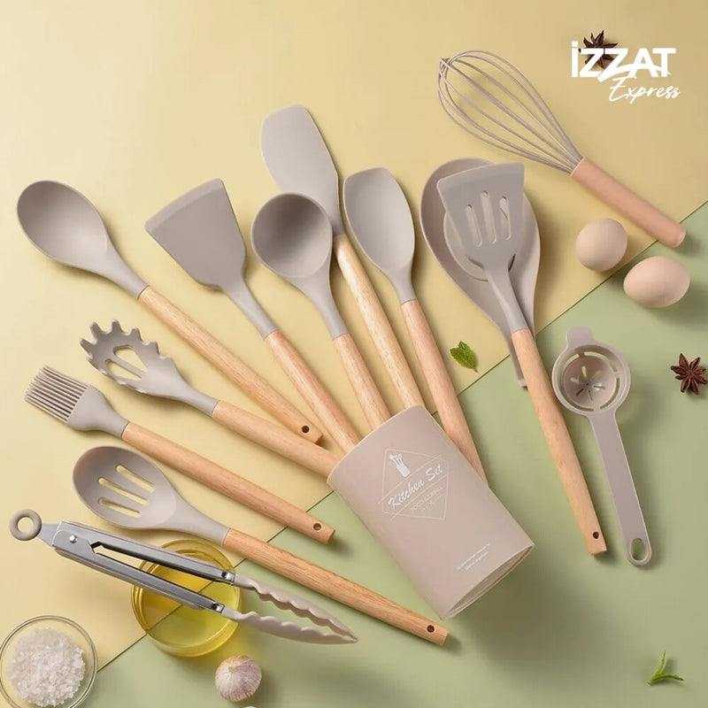 Kit de Utensílios de Cozinha Silicone c/ 14 Peças - Tazzi