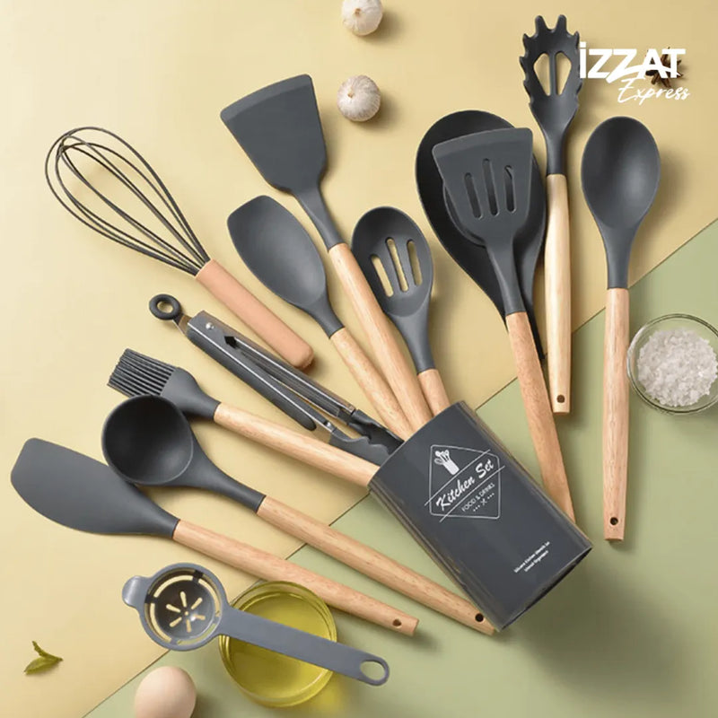 Kit de Utensílios de Cozinha Silicone c/ 14 Peças - Tazzi