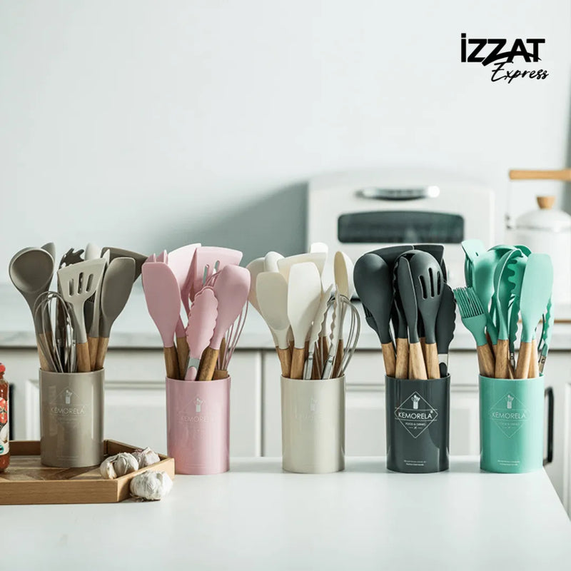 Kit de Utensílios de Cozinha Silicone c/ 14 Peças - Tazzi