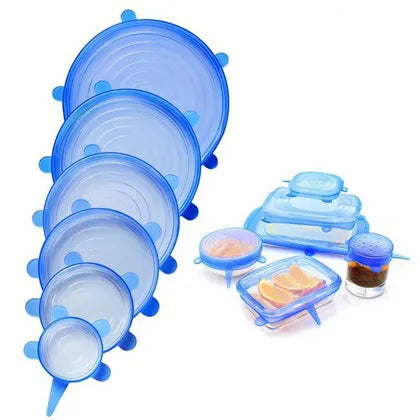 Compre 6 Leve 12 - Kit 12 Tampas de Silicone Reutilizável (UNIVERSAL) - Super Elástico