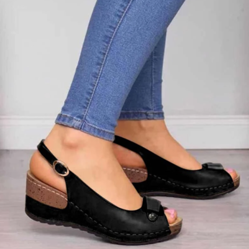 Sandália Feminina de Couro Retro Verão Maísa