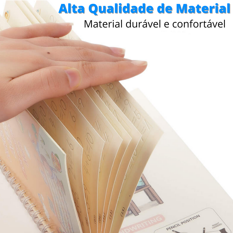 Kit 4 Cadernos Didáticos Infantil para Caligrafia e Aprendizado + Canetas a Apoiador de Brinde