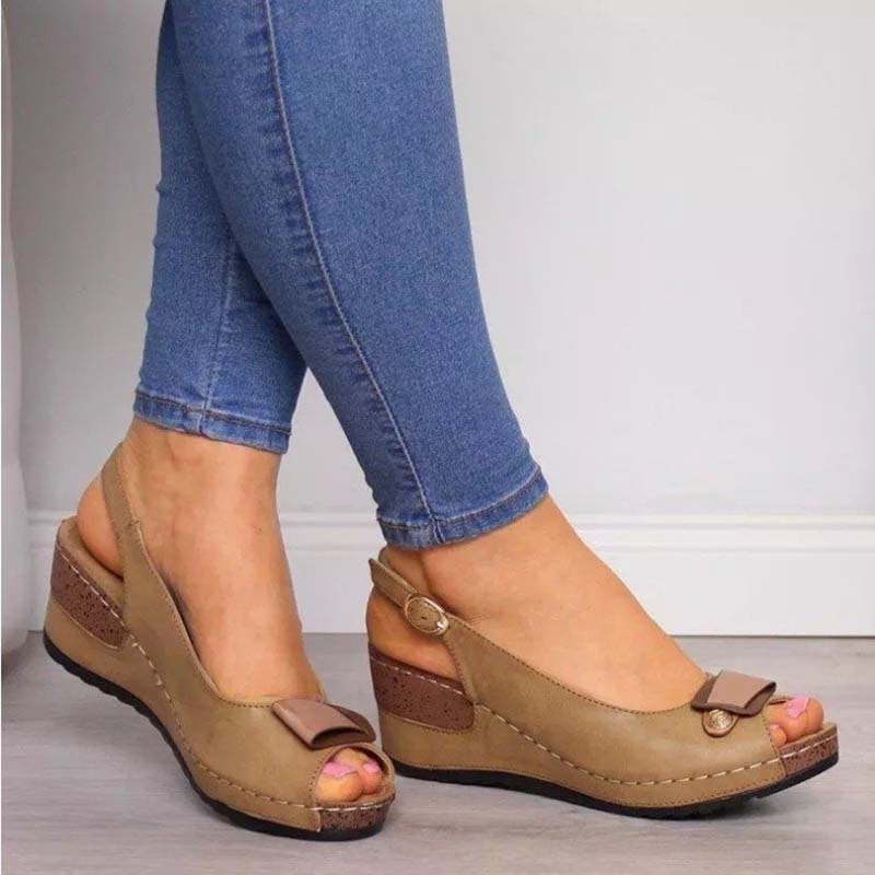Sandália Feminina de Couro Retro Verão Maísa