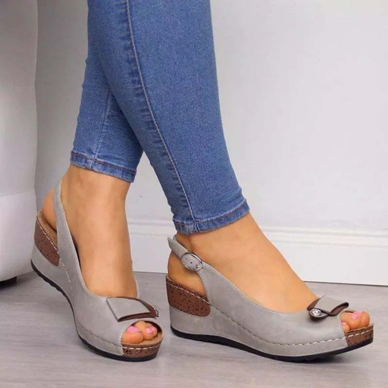 Sandália Feminina de Couro Retro Verão Maísa