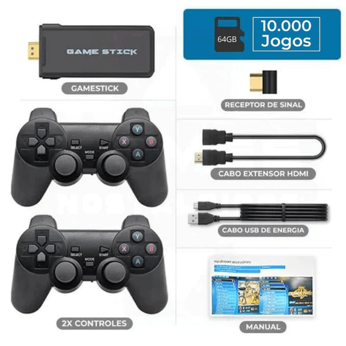 Video Game Pen Retrô ORIGINAL 10.000 Jogos 4K + 2 Controles